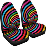 Rainbow Psychedelic Swirl Print Universal Fit Car Seat Covers 102422