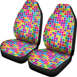 Rainbow Squares Pattern Print Universal Fit Car Seat Covers 102422