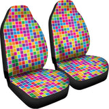 Rainbow Squares Pattern Print Universal Fit Car Seat Covers 102422