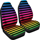 Rainbow Striped Pattern Print Universal Fit Car Seat Covers 102422