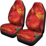 Red Alstroemeria Print Universal Fit Car Seat Covers 102422