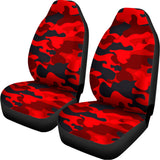 Red And Black Camouflage Print Universal Fit Car Seat Covers 102422