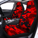 Red And Black Camouflage Print Universal Fit Car Seat Covers 102422