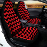 Red And Black Chevron Pattern Print Universal Fit Car Seat Covers 102422