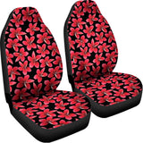 Red And Black Frangipani Pattern Print Universal Fit Car Seat Covers 102422