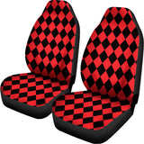 Red And Black Harlequin Pattern Print Universal Fit Car Seat Covers 102422