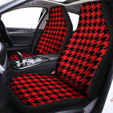 Red And Black Houndstooth Pattern Print Universal Fit Car Seat Covers 102422