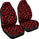 Red And Black Paw Pattern Print Universal Fit Car Seat Covers 102422