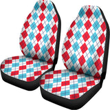 Red And Blue Argyle Pattern Print Universal Fit Car Seat Covers 102422