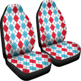 Red And Blue Argyle Pattern Print Universal Fit Car Seat Covers 102422