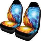 Red And Blue Fire Yin Yang Print Universal Fit Car Seat Covers 102422
