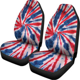 Red And Blue Spider Tie Dye Print Universal Fit Car Seat Covers 102422