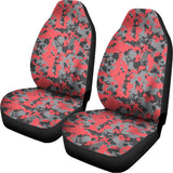 Red And Grey Digital Camo Pattern Print Universal Fit Car Seat Covers 102422