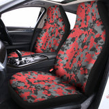 Red And Grey Digital Camo Pattern Print Universal Fit Car Seat Covers 102422