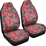 Red And Grey Digital Camo Pattern Print Universal Fit Car Seat Covers 102422