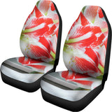 Red And White Amaryllis Print Universal Fit Car Seat Covers 102422