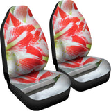 Red And White Amaryllis Print Universal Fit Car Seat Covers 102422
