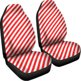 Red And White Candy Cane Striped Print Universal Fit Car Seat Covers 102422