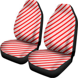Red And White Candy Cane Stripes Print Universal Fit Car Seat Covers 102422