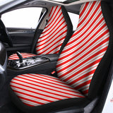 Red And White Candy Cane Stripes Print Universal Fit Car Seat Covers 102422
