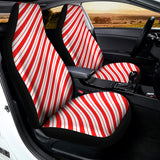 Red And White Candy Cane Stripes Print Universal Fit Car Seat Covers 102422