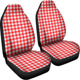 Red And White Check Pattern Print Universal Fit Car Seat Covers 102422