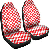 Red And White Checkered Pattern Print Universal Fit Car Seat Covers 102422