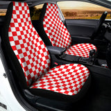 Red And White Checkered Pattern Print Universal Fit Car Seat Covers 102422