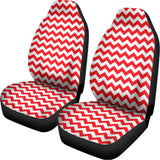 Red And White Chevron Pattern Print Universal Fit Car Seat Covers 102422