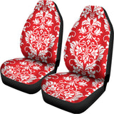 Red And White Damask Pattern Print Universal Fit Car Seat Covers 102422