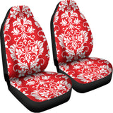 Red And White Damask Pattern Print Universal Fit Car Seat Covers 102422