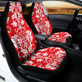Red And White Damask Pattern Print Universal Fit Car Seat Covers 102422