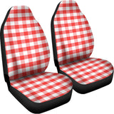 Red And White Gingham Pattern Print Universal Fit Car Seat Covers 102422