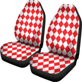 Red And White Harlequin Pattern Print Universal Fit Car Seat Covers 102422