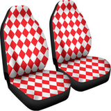 Red And White Harlequin Pattern Print Universal Fit Car Seat Covers 102422