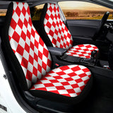 Red And White Harlequin Pattern Print Universal Fit Car Seat Covers 102422