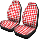 Red And White Houndstooth Pattern Print Universal Fit Car Seat Covers 102422