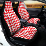 Red And White Houndstooth Pattern Print Universal Fit Car Seat Covers 102422