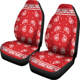 Red And White Paisley Bandana Print Universal Fit Car Seat Covers 102422