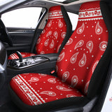 Red And White Paisley Bandana Print Universal Fit Car Seat Covers 102422