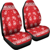 Red And White Paisley Bandana Print Universal Fit Car Seat Covers 102422