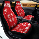 Red And White Paisley Bandana Print Universal Fit Car Seat Covers 102422