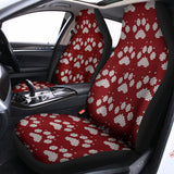Red And White Paw Knitted Pattern Print Universal Fit Car Seat Covers 102422