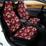 Red And White Paw Knitted Pattern Print Universal Fit Car Seat Covers 102422