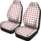 Red And White Tattersall Pattern Print Universal Fit Car Seat Covers 102422