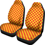 Red And Yellow Checkered Pattern Print Universal Fit Car Seat Covers 102422