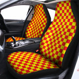 Red And Yellow Checkered Pattern Print Universal Fit Car Seat Covers 102422