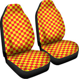 Red And Yellow Checkered Pattern Print Universal Fit Car Seat Covers 102422