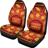 Red And Yellow Chinese Zodiac Print Universal Fit Car Seat Covers 102422