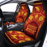 Red And Yellow Chinese Zodiac Print Universal Fit Car Seat Covers 102422